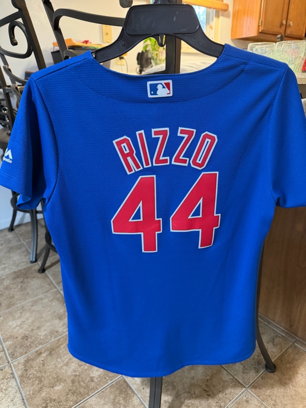 MLB Rizzo #44 Royal Blue and Red Jersey